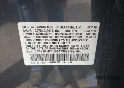 2016 Acura Mdx Acurawatch Plus Package from USA, damaged, VIN 5FRYD4H21GB047309